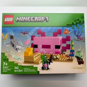 New LEGO Minecraft The Axolotl House (21247) Retired Set Sealed Pink Play Set